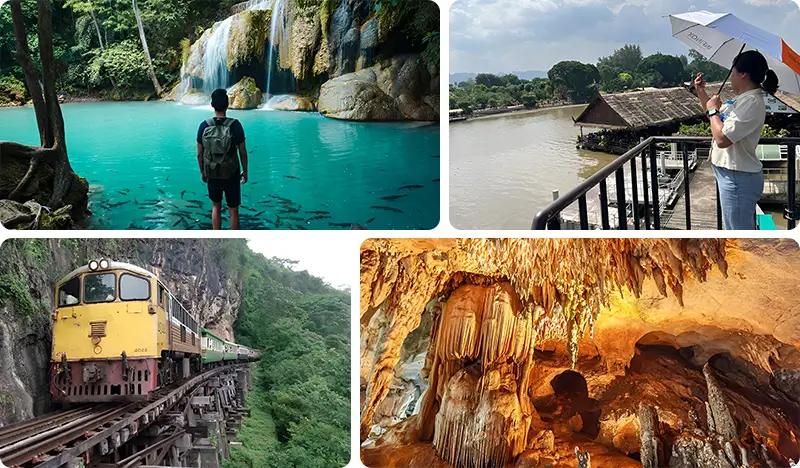 Erawan Waterfall 1 Day Tour from Bangkok (+ River Kwai/ Death Railway/ Pra That Cave options) - main view